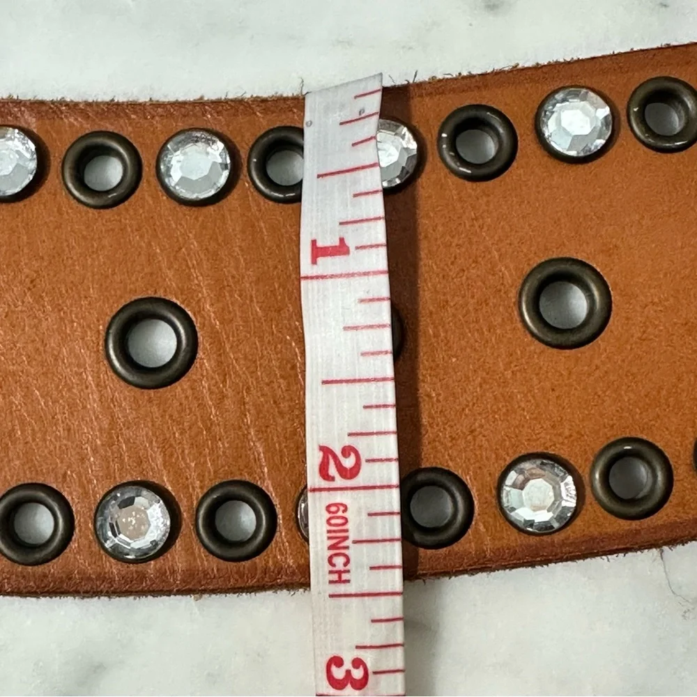 Gap Leather Belt Rhinestones 38” Long (31-35”)